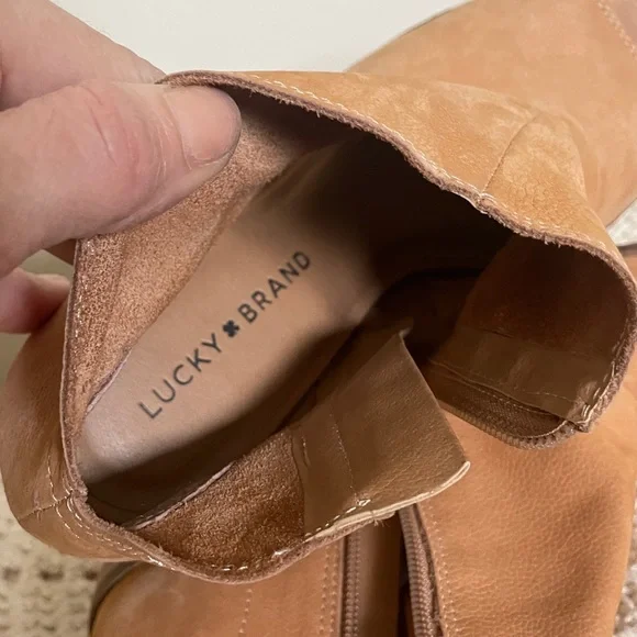 Lucky Brand Kasima Tan Leather Open Toe Ankle Booties Size 9 M - Picture 6 of 7